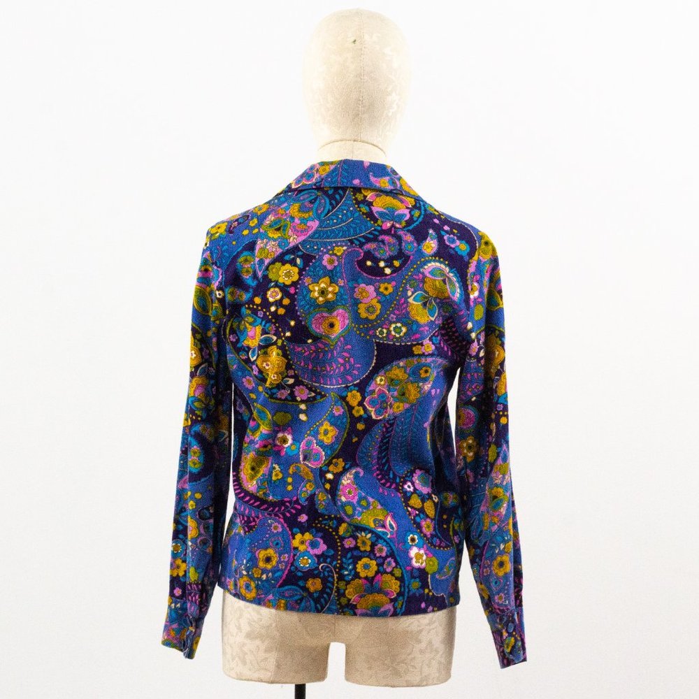 Vintage 60s 70s S Cotton Paisley Button Down Shirt - Picture 8 of 10